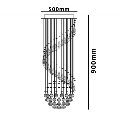 Lampa kryształowa wisząca 50x90cm - K175